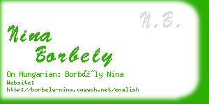 nina borbely business card
